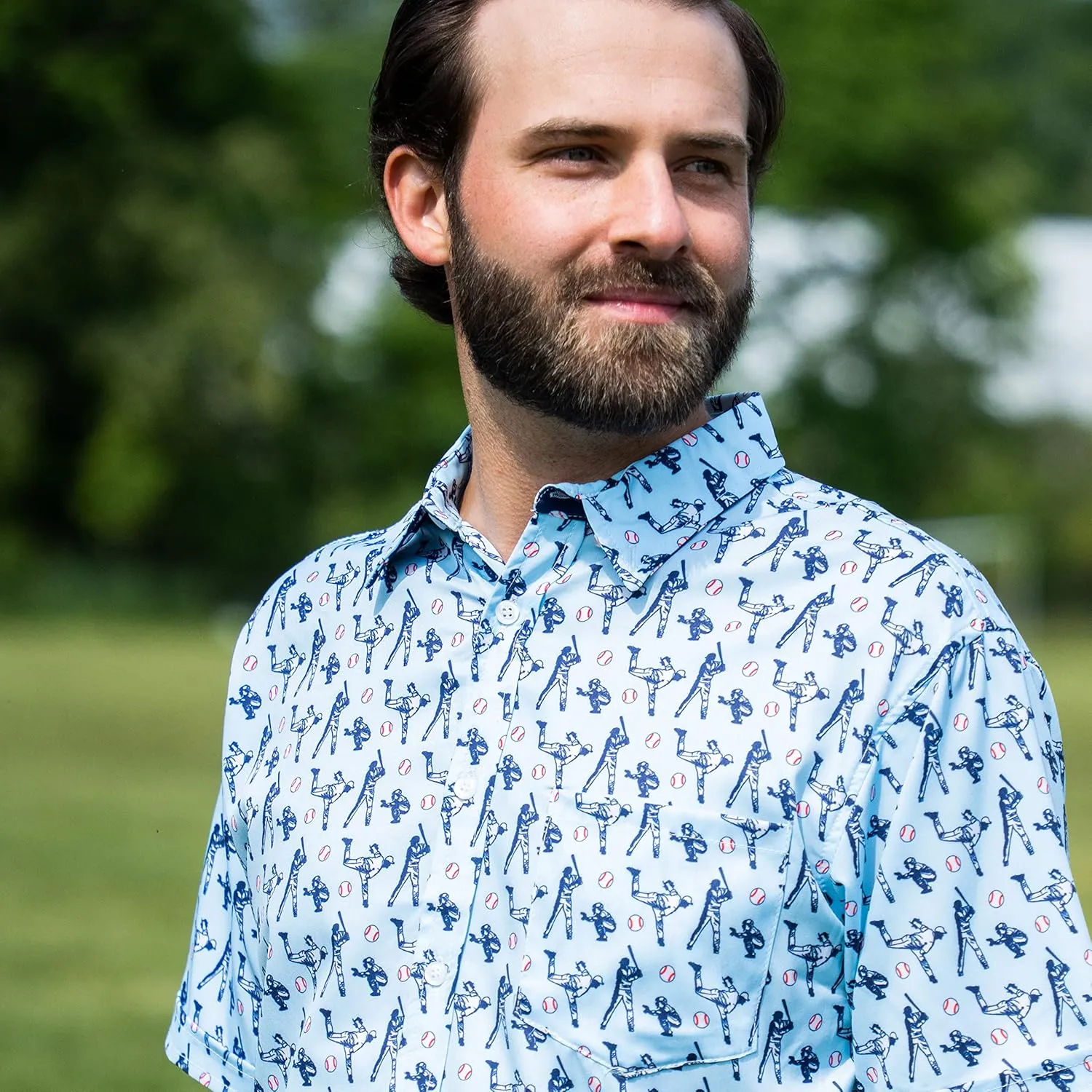 ChalkTalkSPORTS Baseball Short Sleeve Button Down | Performance Dress Shirt | Youth & Adult Sizes