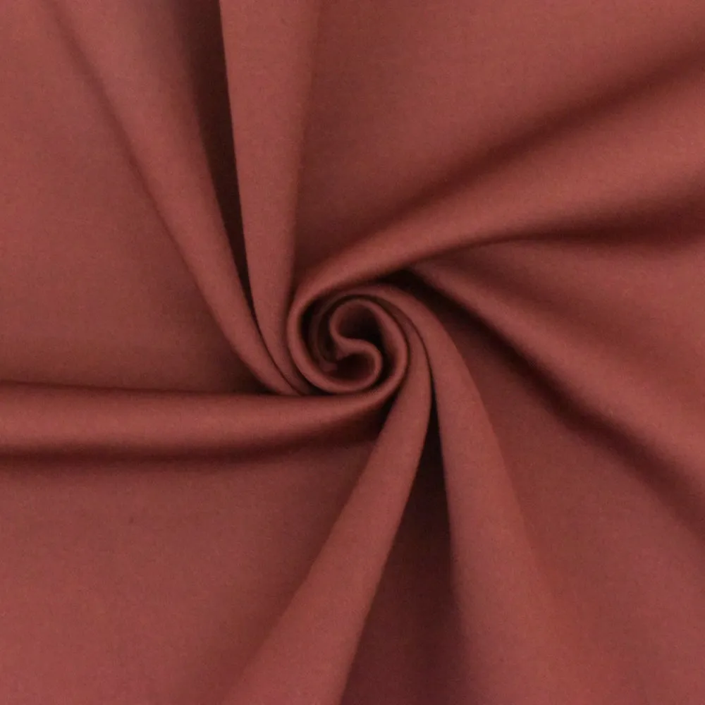 Clay Red Solid Stretch Polyester Suede Double Knit Fabric