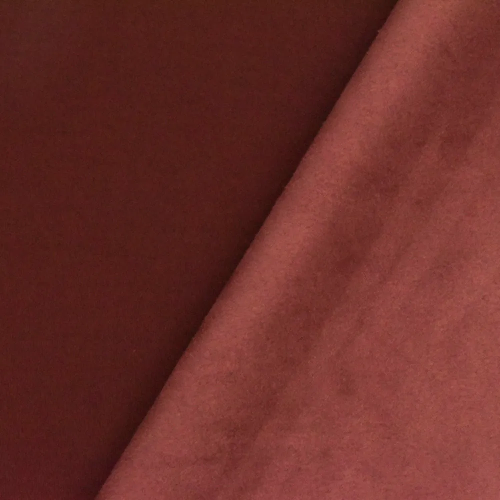 Clay Red Solid Stretch Polyester Suede Double Knit Fabric