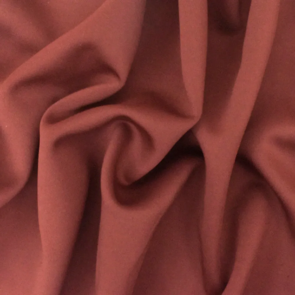 Clay Red Solid Stretch Polyester Suede Double Knit Fabric