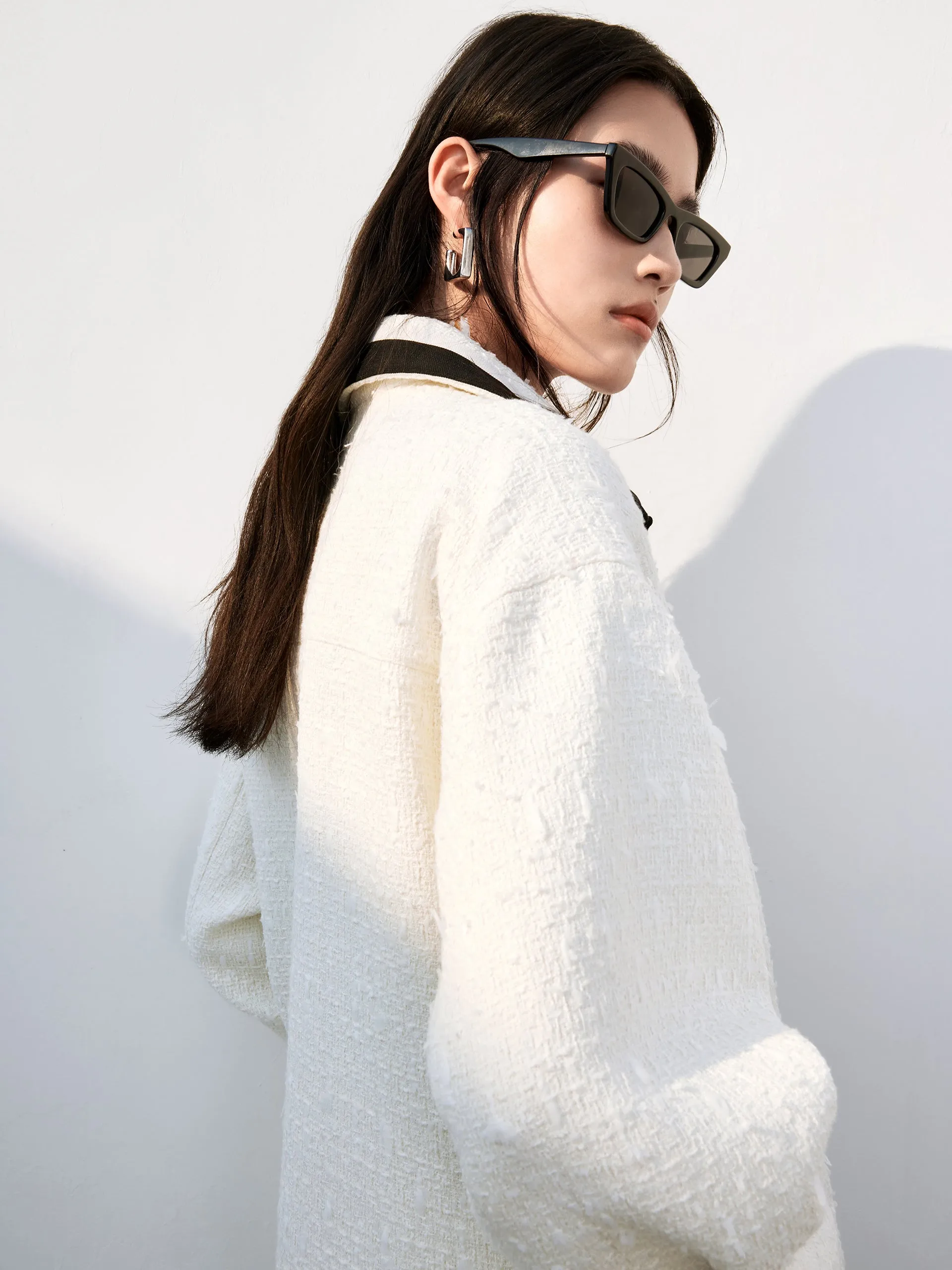 Contrast Tweed Shirt Jacket