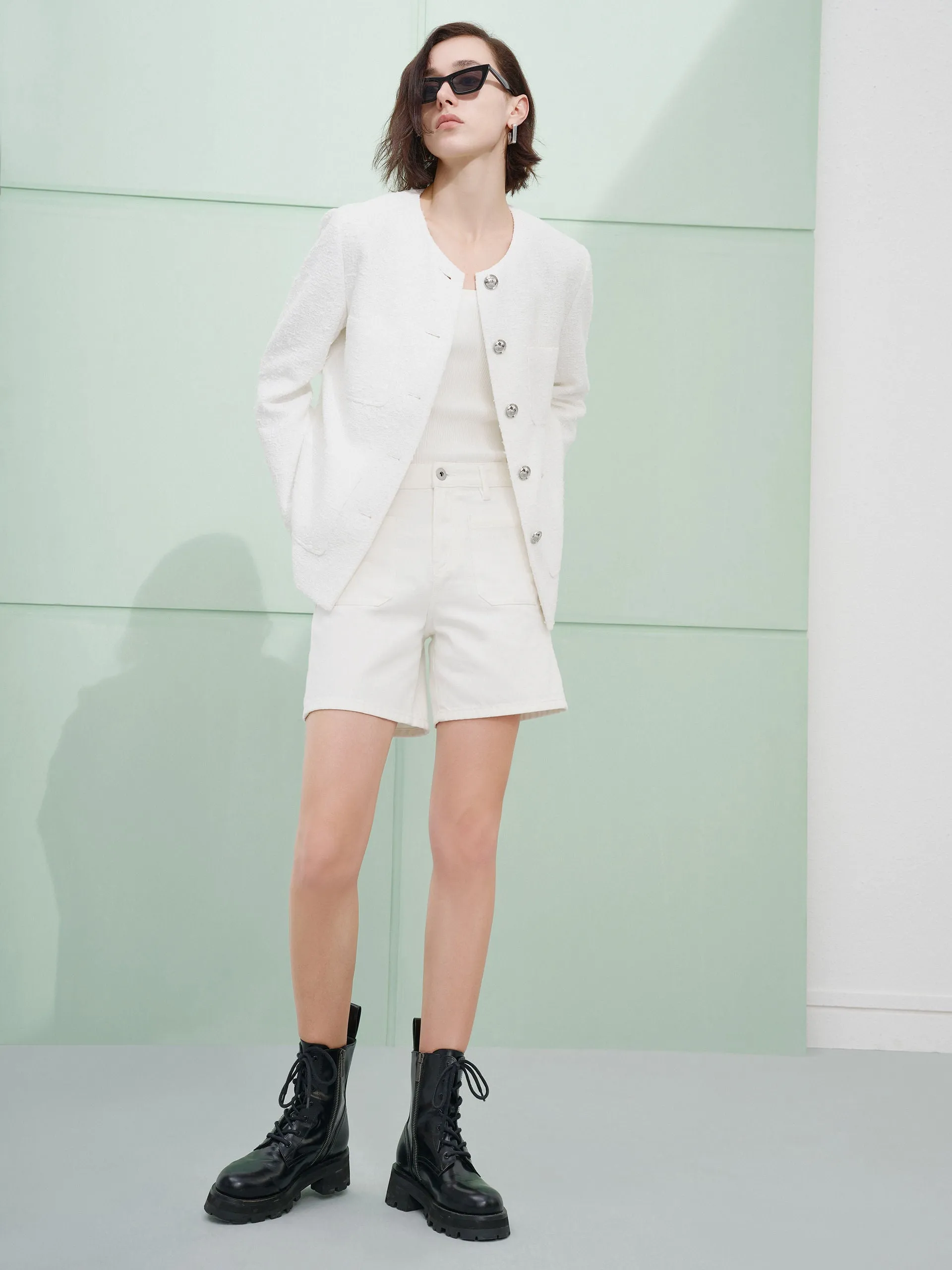 Cotton Blend Tweed Jacket