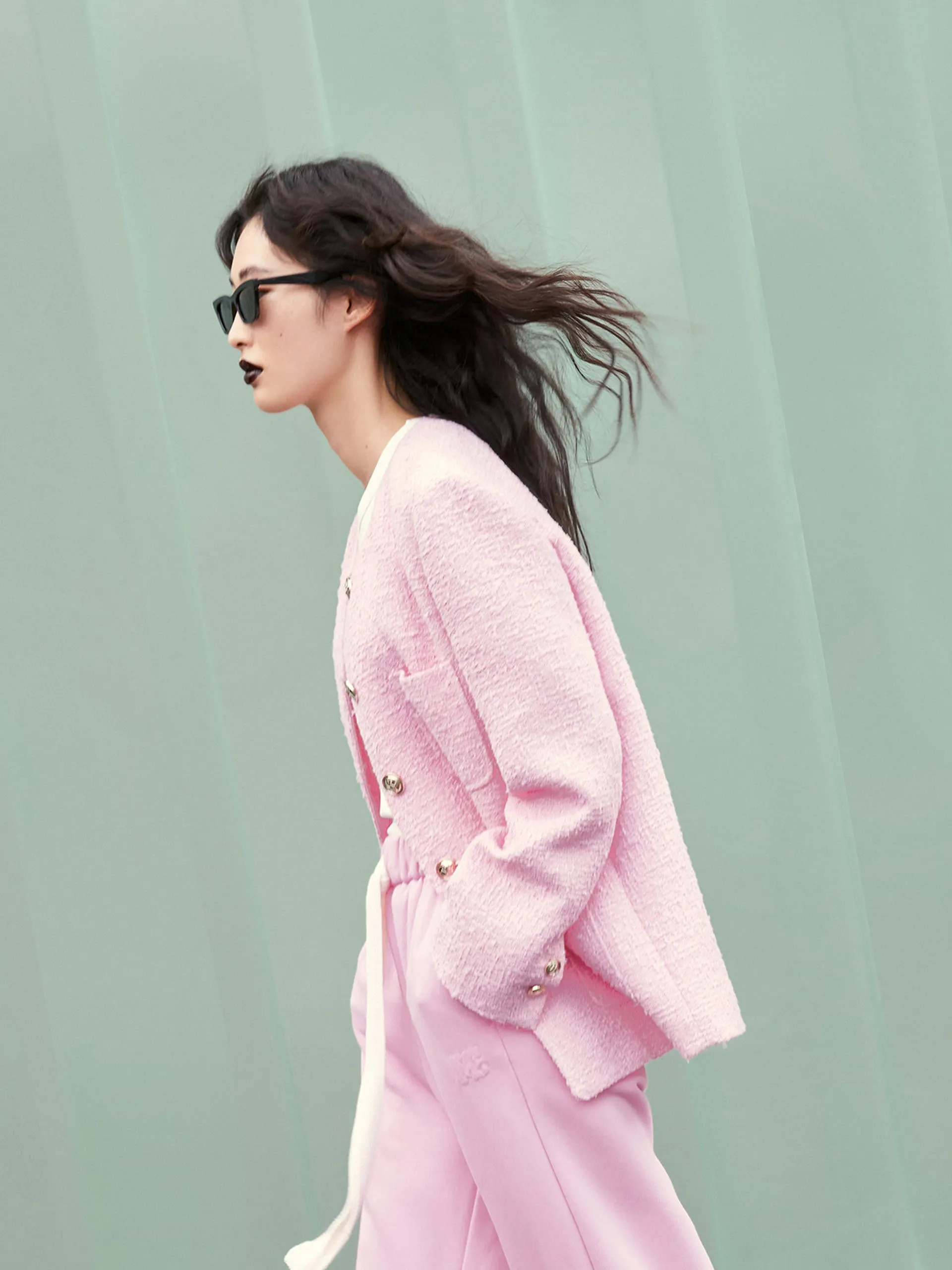 Cotton Blend Tweed Jacket