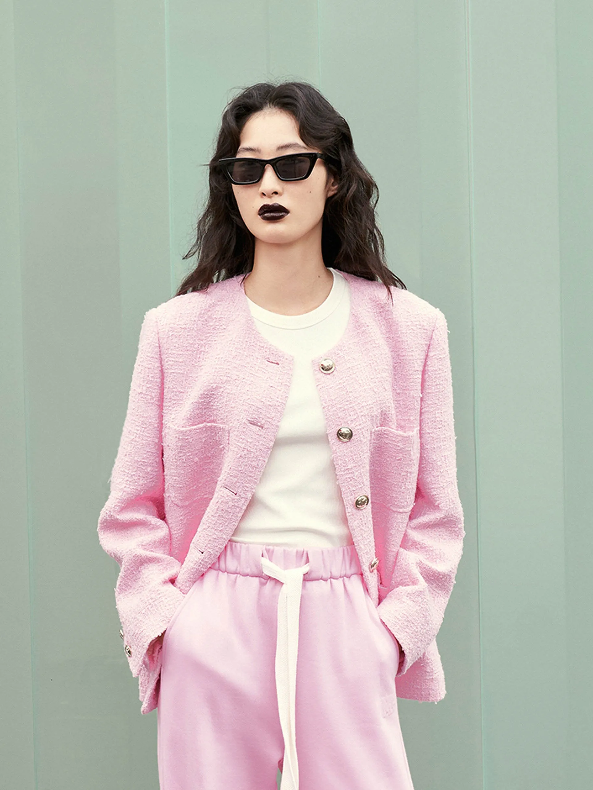 Cotton Blend Tweed Jacket