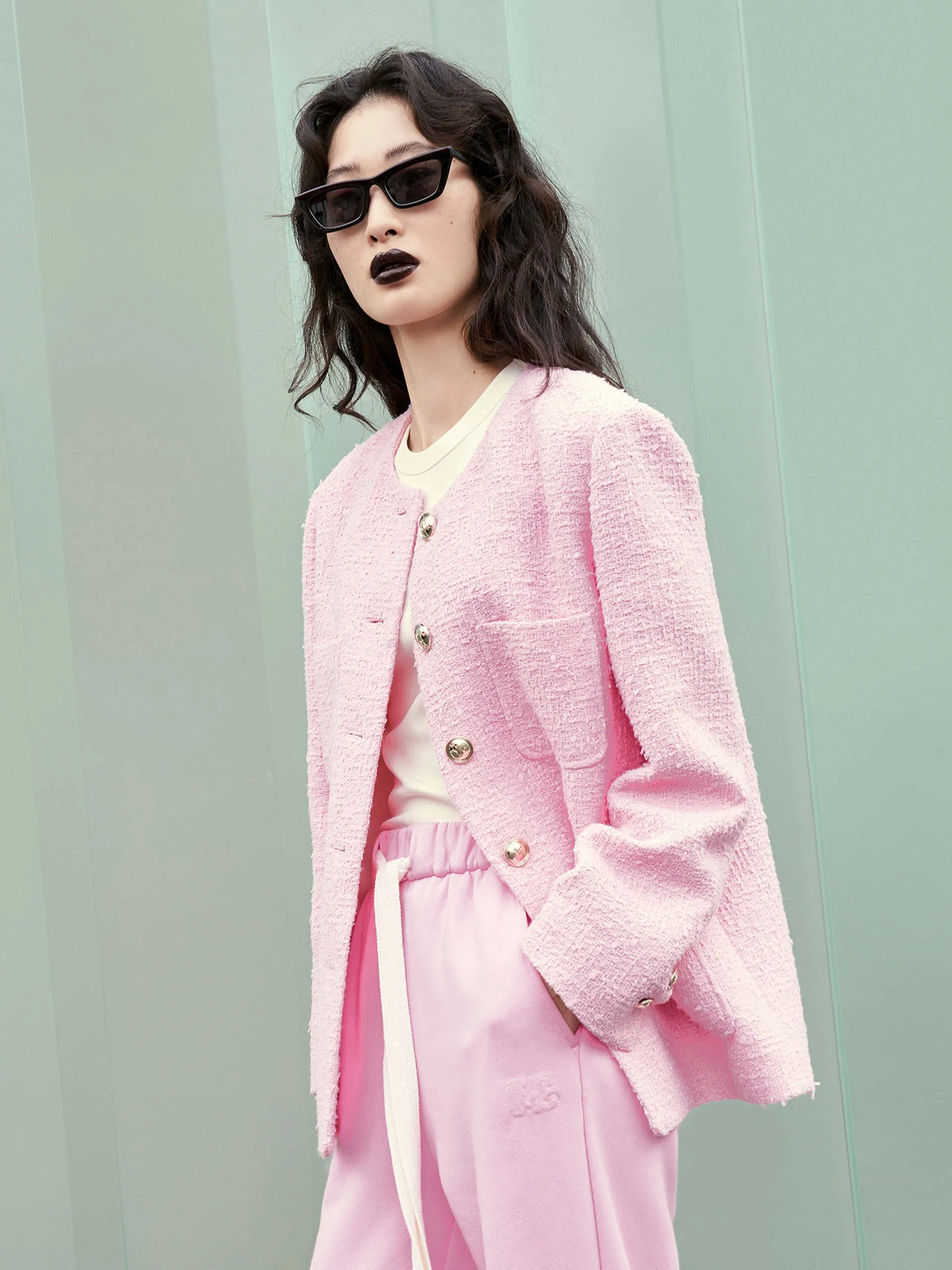 Cotton Blend Tweed Jacket