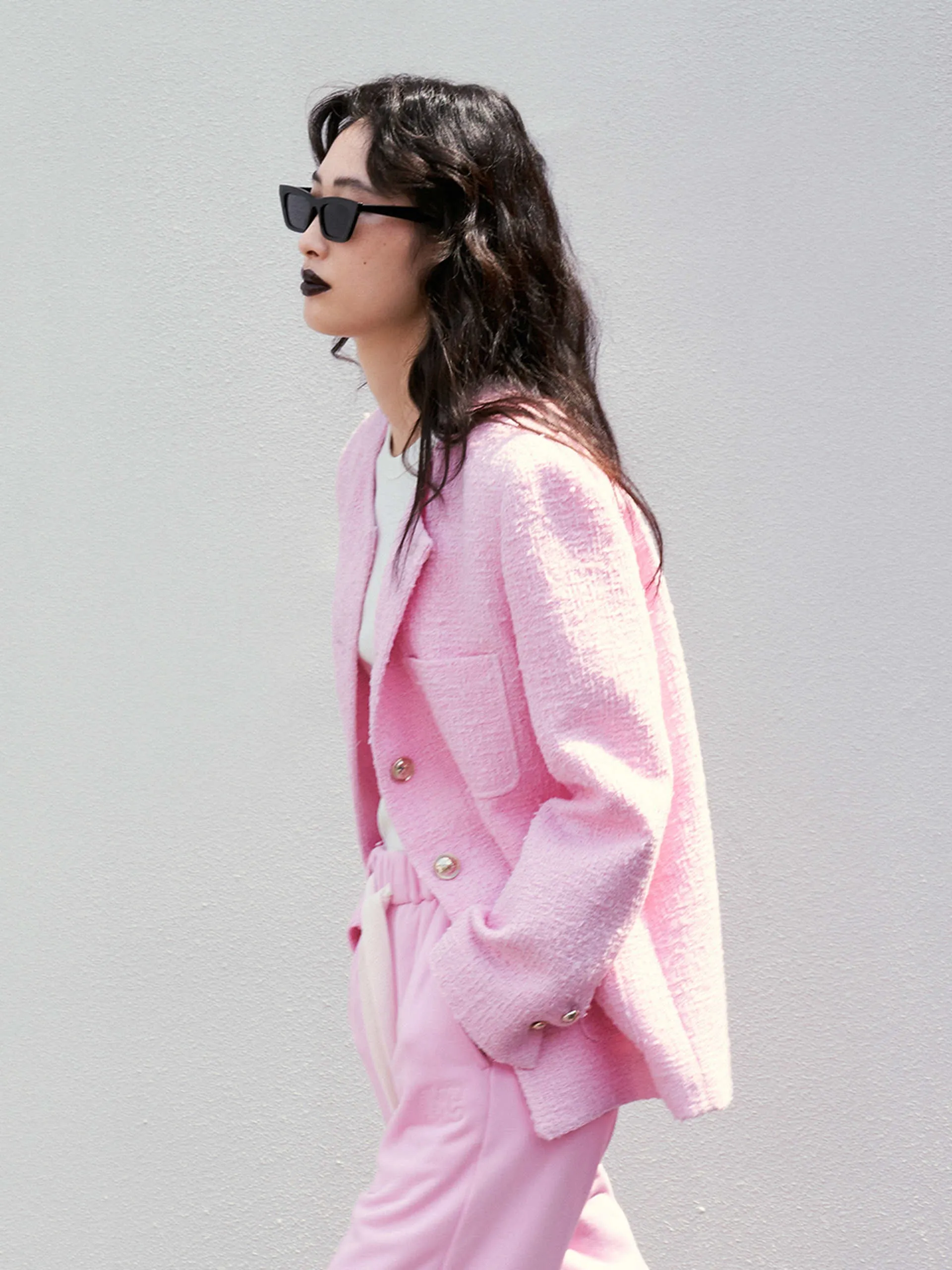 Cotton Blend Tweed Jacket