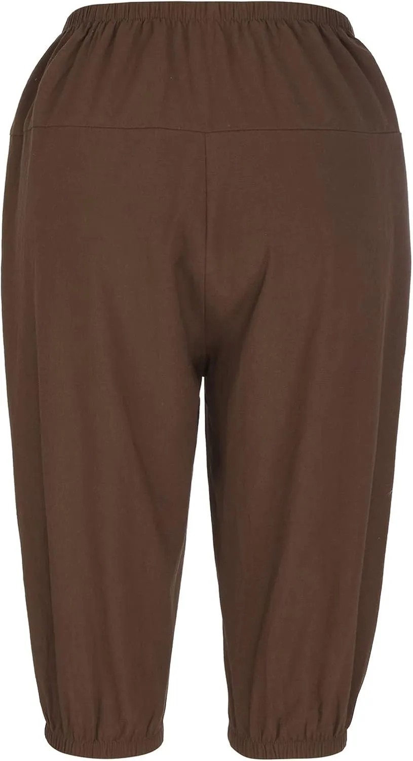 Cotton Linen Capri Pants for Women Lightweight Elastic Waist Baggy Tapered Capris Casual Summer Cropped Trousers 2025