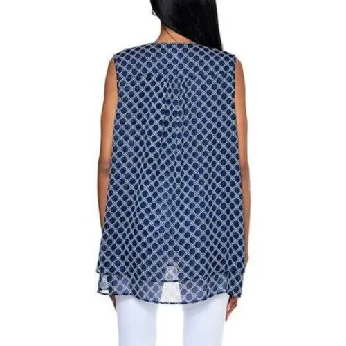 Cristina B Women’s Sleeveless Tunic V Neck Flowy Double Layer Tank