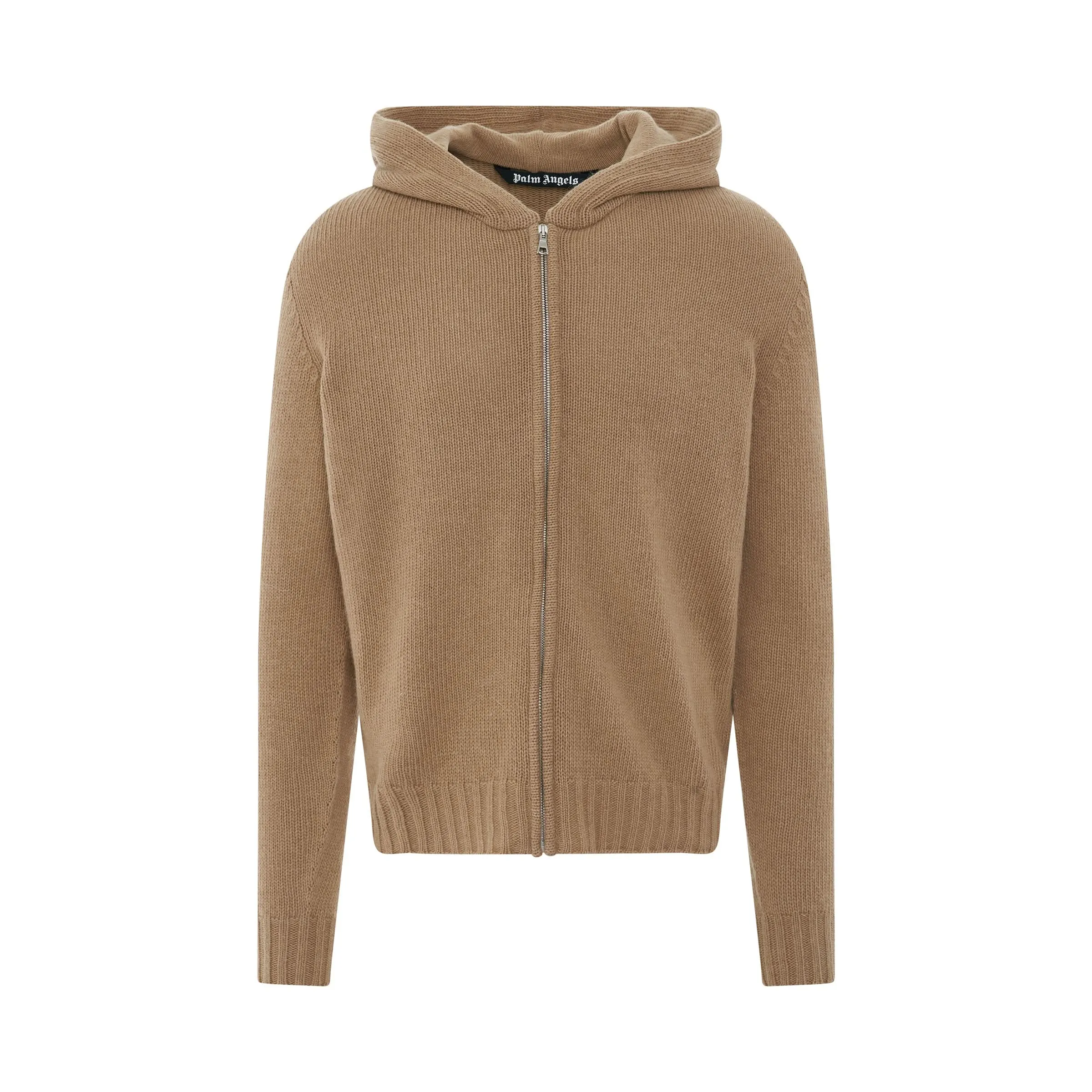 Curved Logo Zipped Sweater in Beige/White