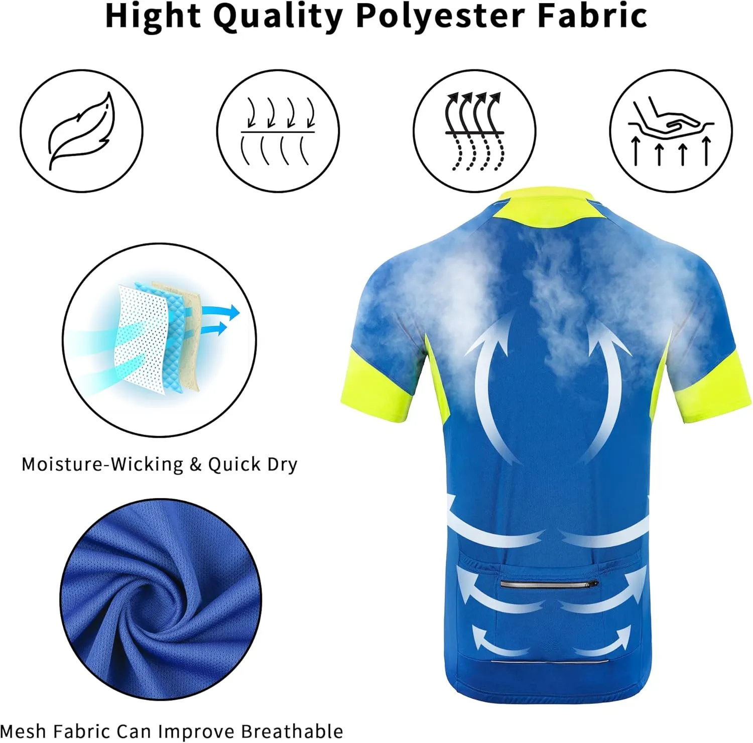 Cycling Jersey Men Short/Long Sleeve MTB Biking Shirts with Pockets- Moisture Wicking,Quick Dry,Reflective Strip