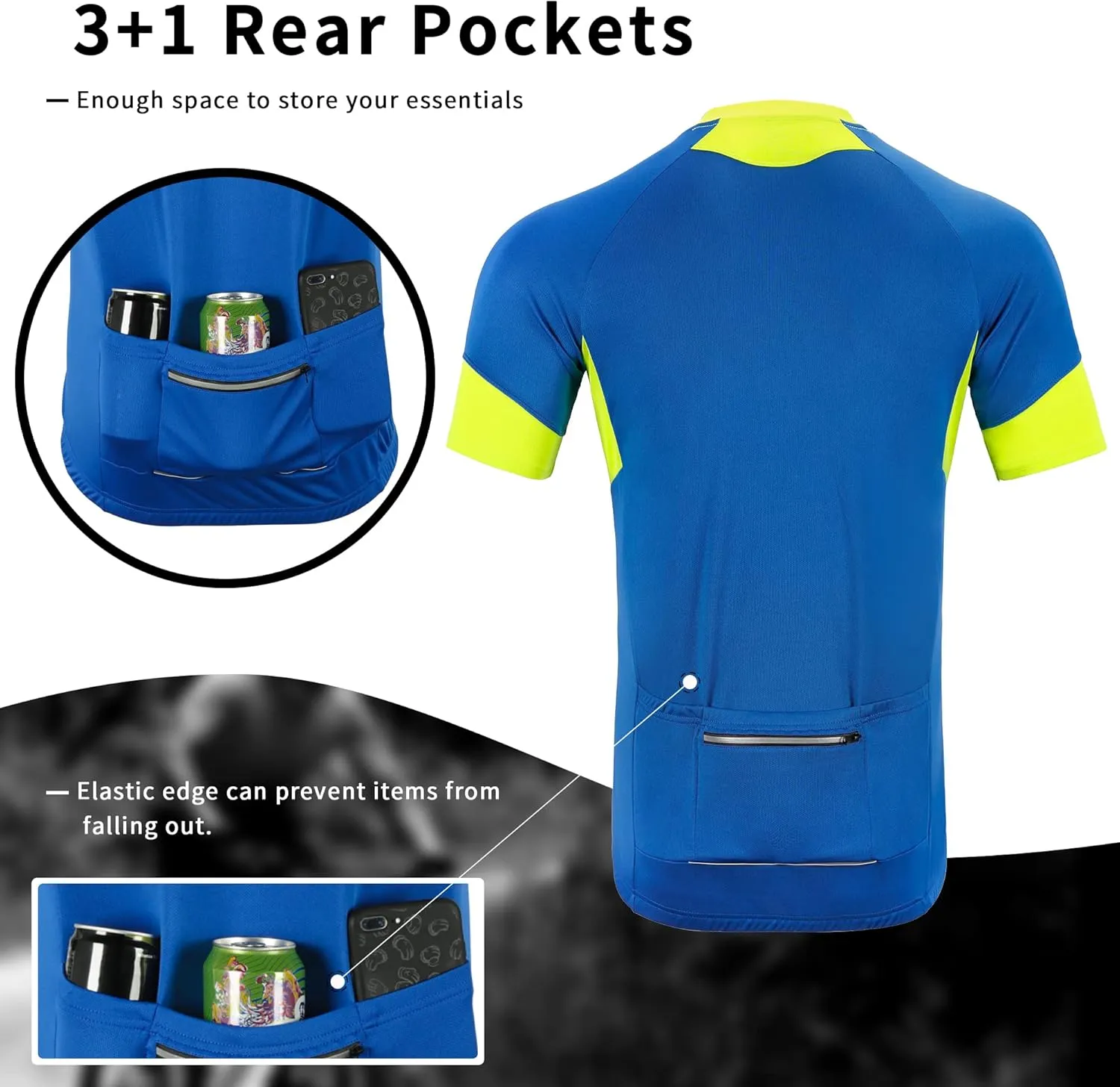 Cycling Jersey Men Short/Long Sleeve MTB Biking Shirts with Pockets- Moisture Wicking,Quick Dry,Reflective Strip