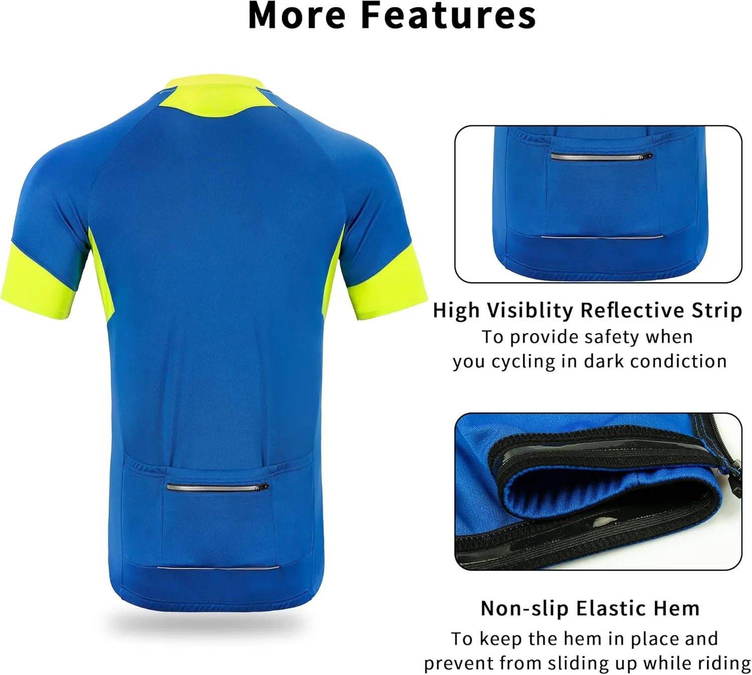 Cycling Jersey Men Short/Long Sleeve MTB Biking Shirts with Pockets- Moisture Wicking,Quick Dry,Reflective Strip