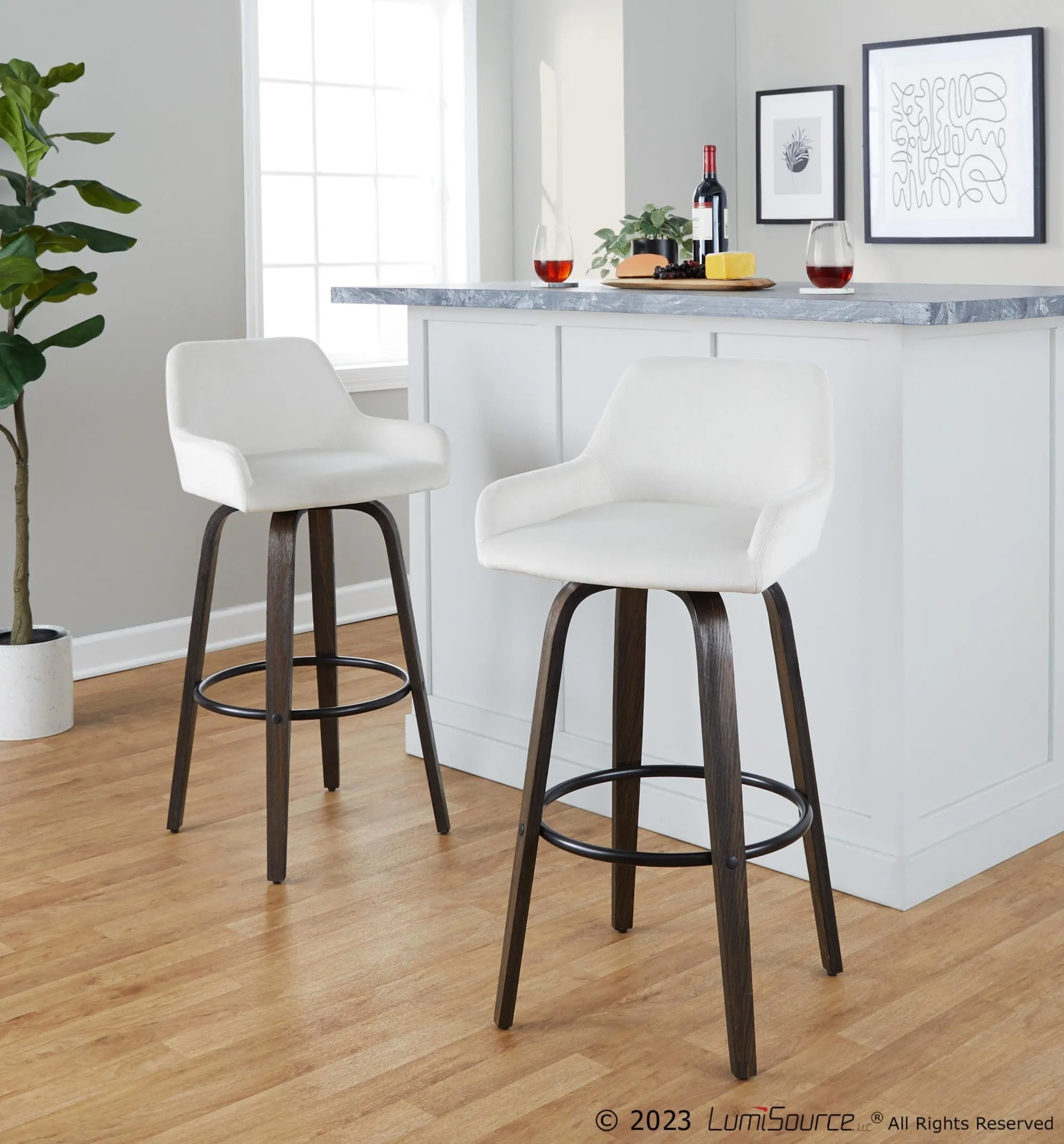 Daniella 30" Fixed-Height Barstool - Set of 2 By LumiSource - B30-DNLAV-GRTZQ2 BNBK2