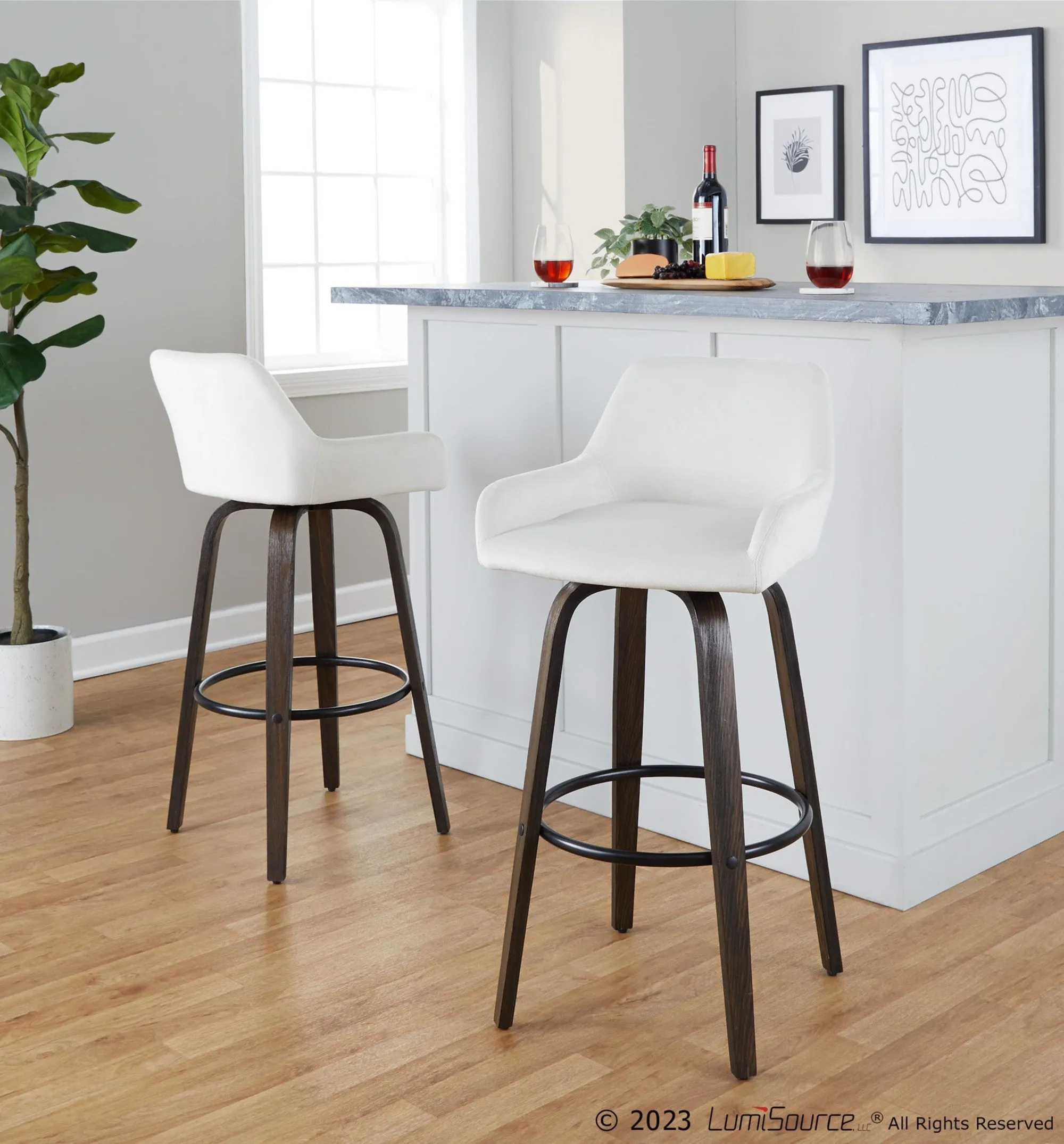 Daniella 30" Fixed-Height Barstool - Set of 2 By LumiSource - B30-DNLAV-GRTZQ2 BNBK2