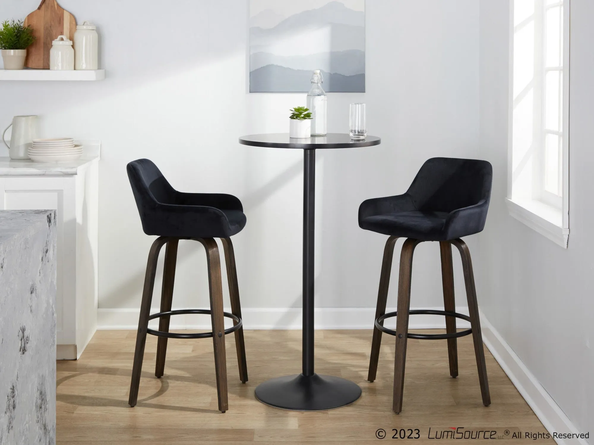 Daniella 30" Fixed-Height Barstool - Set of 2 By LumiSource - B30-DNLAV-GRTZQ2 BNBK2