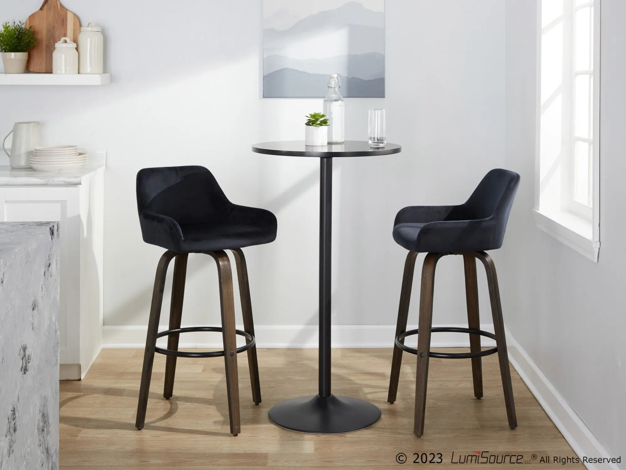 Daniella 30" Fixed-Height Barstool - Set of 2 By LumiSource - B30-DNLAV-GRTZQ2 BNBK2