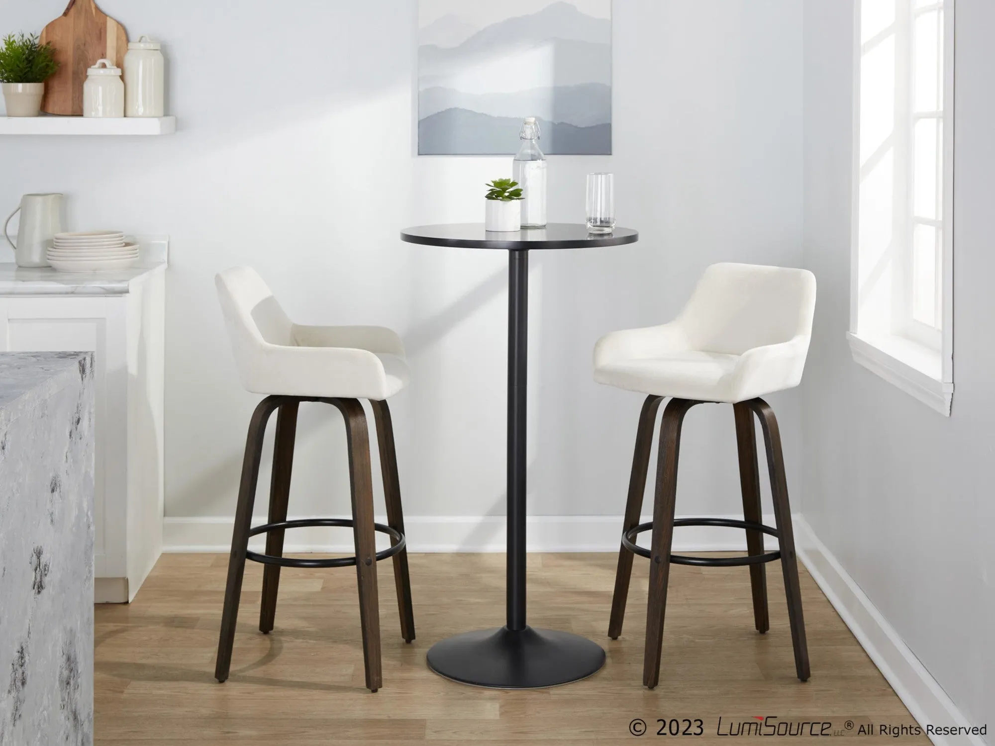 Daniella 30" Fixed-Height Barstool - Set of 2 By LumiSource - B30-DNLAV-GRTZQ2 BNBK2