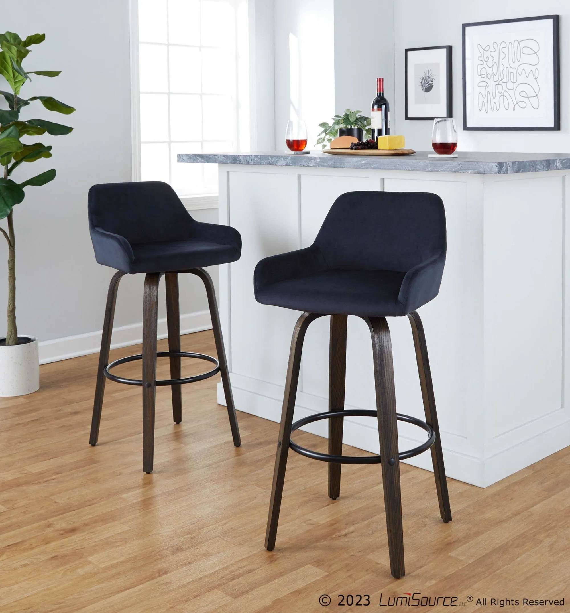 Daniella 30" Fixed-Height Barstool - Set of 2 By LumiSource - B30-DNLAV-GRTZQ2 BNBK2