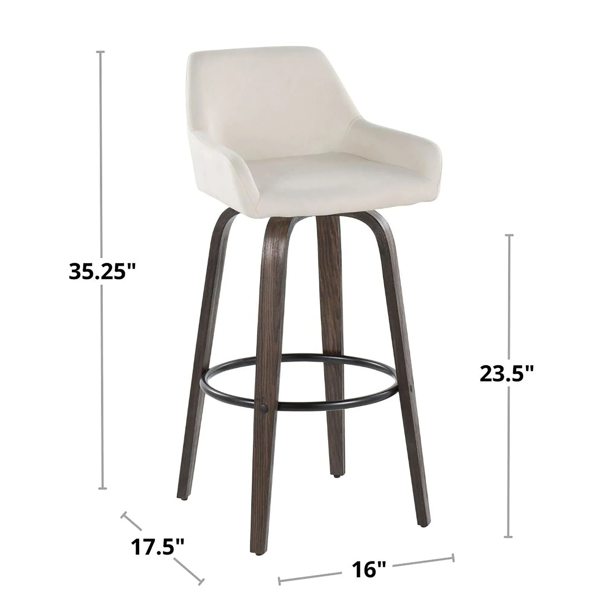 Daniella 30" Fixed-Height Barstool - Set of 2 By LumiSource - B30-DNLAV-GRTZQ2 BNBK2