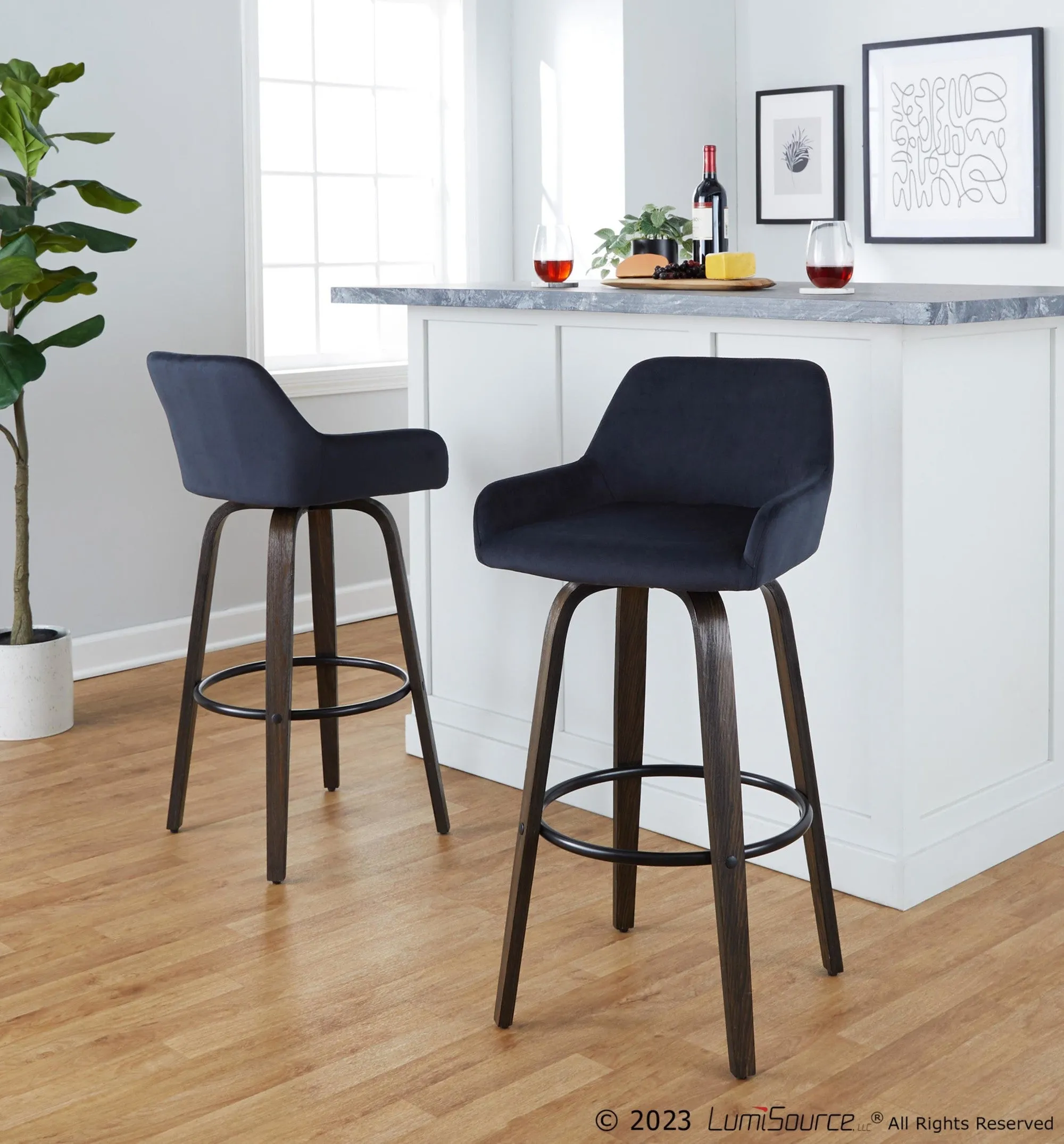 Daniella 30" Fixed-Height Barstool - Set of 2 By LumiSource - B30-DNLAV-GRTZQ2 BNBK2