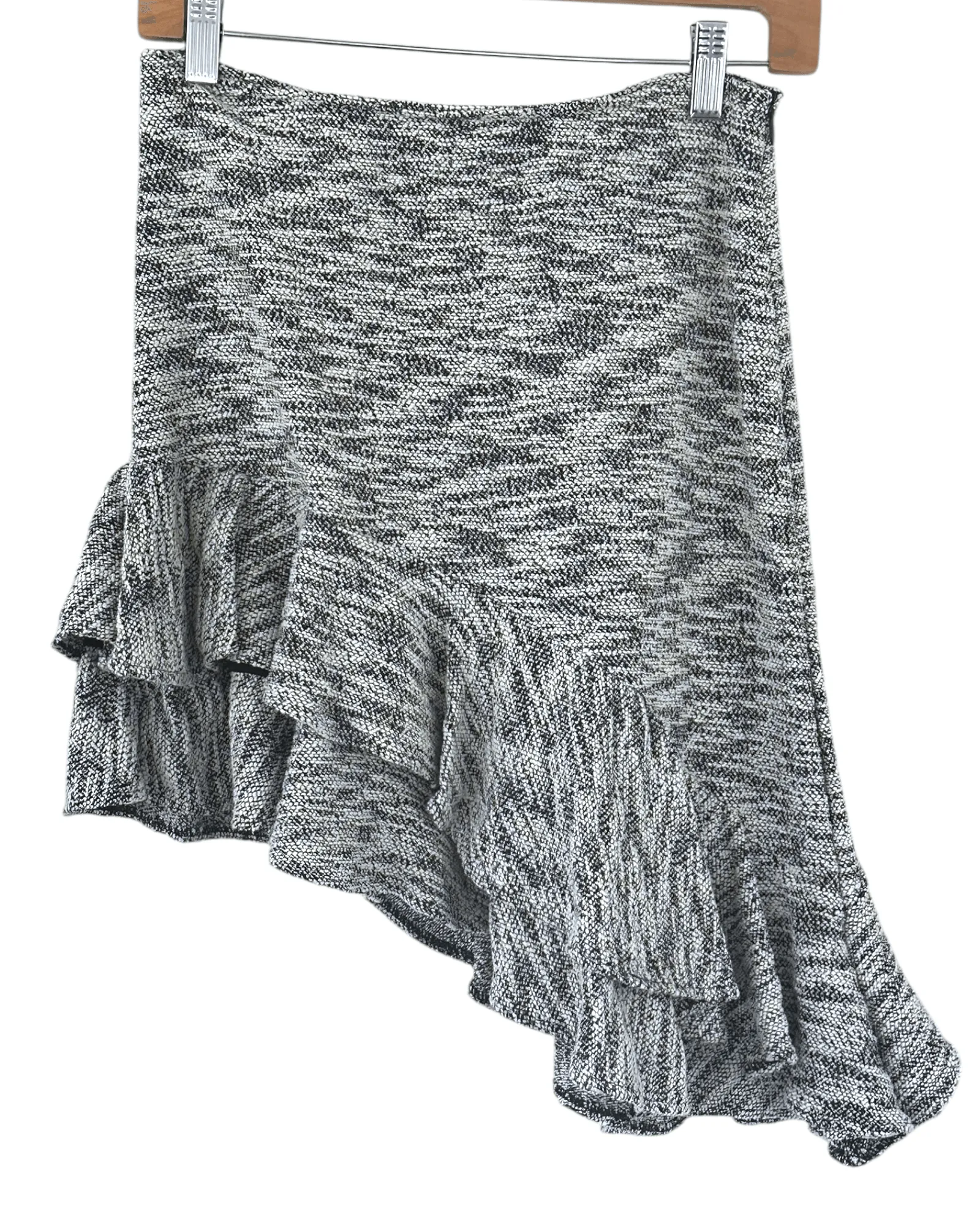 Dark Winter Tweed Asymmetrical Ruffle Mini Skirt