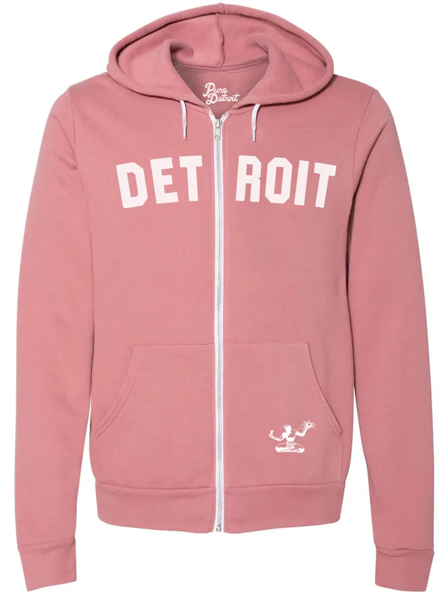 Detroit Classic Premium Cozy Fleece Zip Hoodie / Mauve   White / Unisex