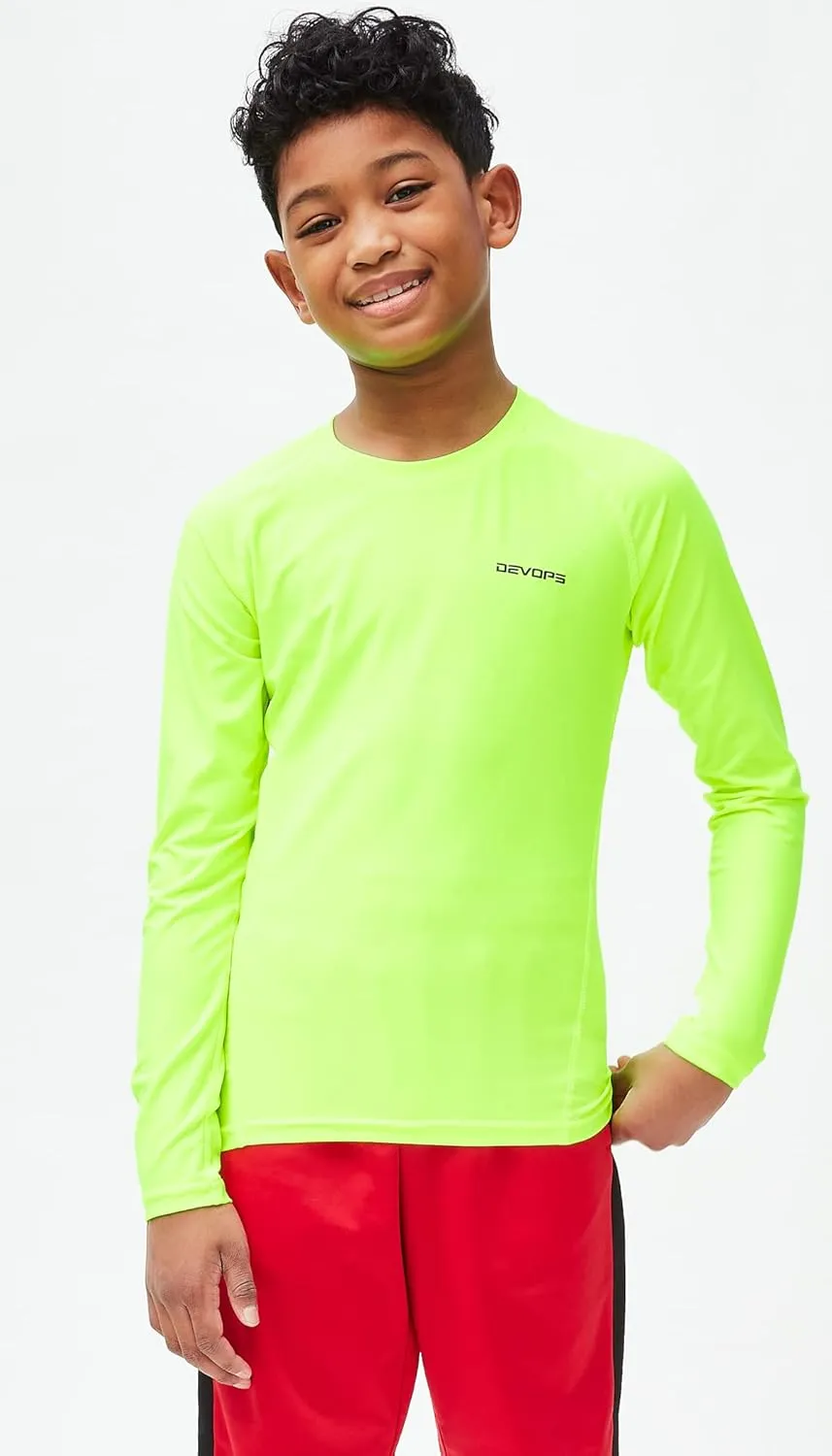 DEVOPS Youth Boys 2 or 3 Pack Compression Athletic Performance Baselayer Long Sleeve Shirts
