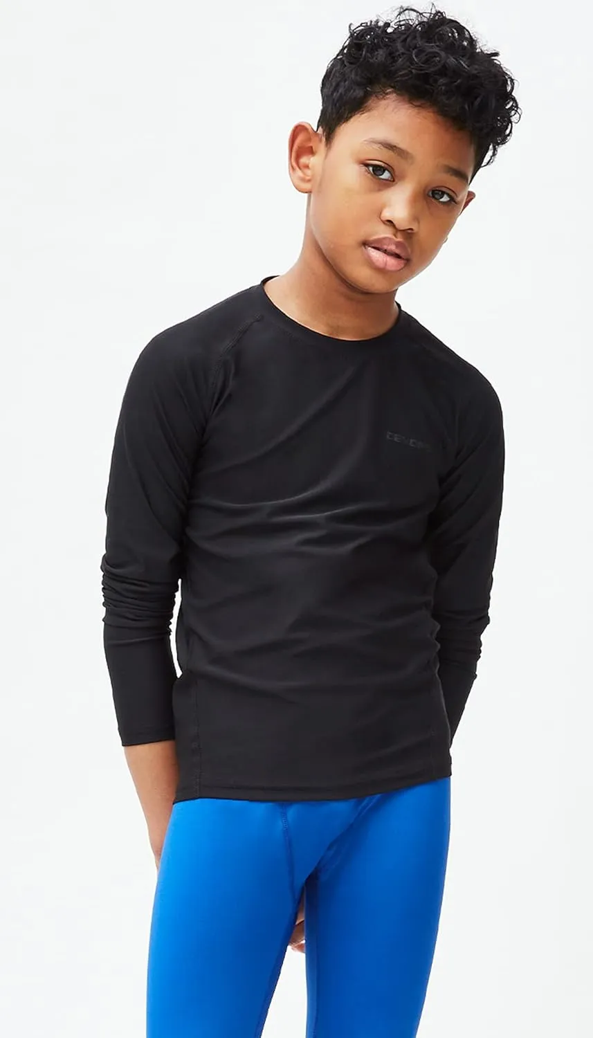 DEVOPS Youth Boys 2 or 3 Pack Compression Athletic Performance Baselayer Long Sleeve Shirts