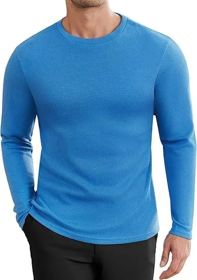 ELESOL Men's Long Sleeve Shirts Honeycomb Waffle Pullover Sweater Crewneck Thermal Tops Lightweight Undershirts