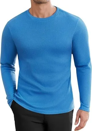 ELESOL Men's Long Sleeve Shirts Honeycomb Waffle Pullover Sweater Crewneck Thermal Tops Lightweight Undershirts