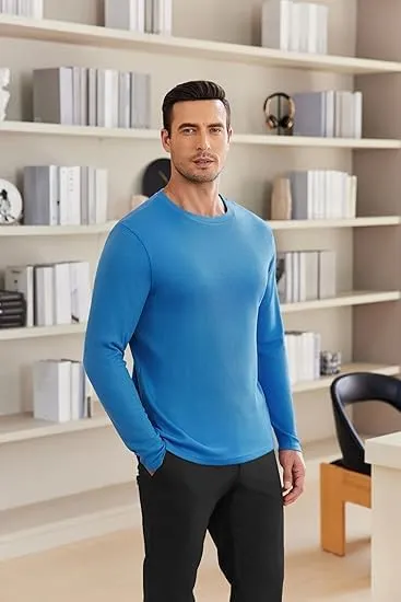 ELESOL Men's Long Sleeve Shirts Honeycomb Waffle Pullover Sweater Crewneck Thermal Tops Lightweight Undershirts