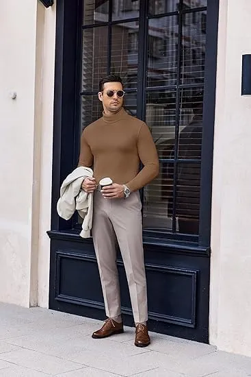 ELESOL Men's Turtleneck Long Sleeve Turtle Neck Shirts Basic Lightweight Undershirt Thermal Pullover Sweater