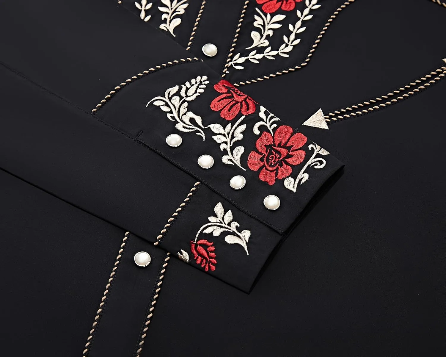 Embroidered Western Cowboy Shirts for Men Snap Button Long Sleeve Shirt with Western Cowboy Embroidery