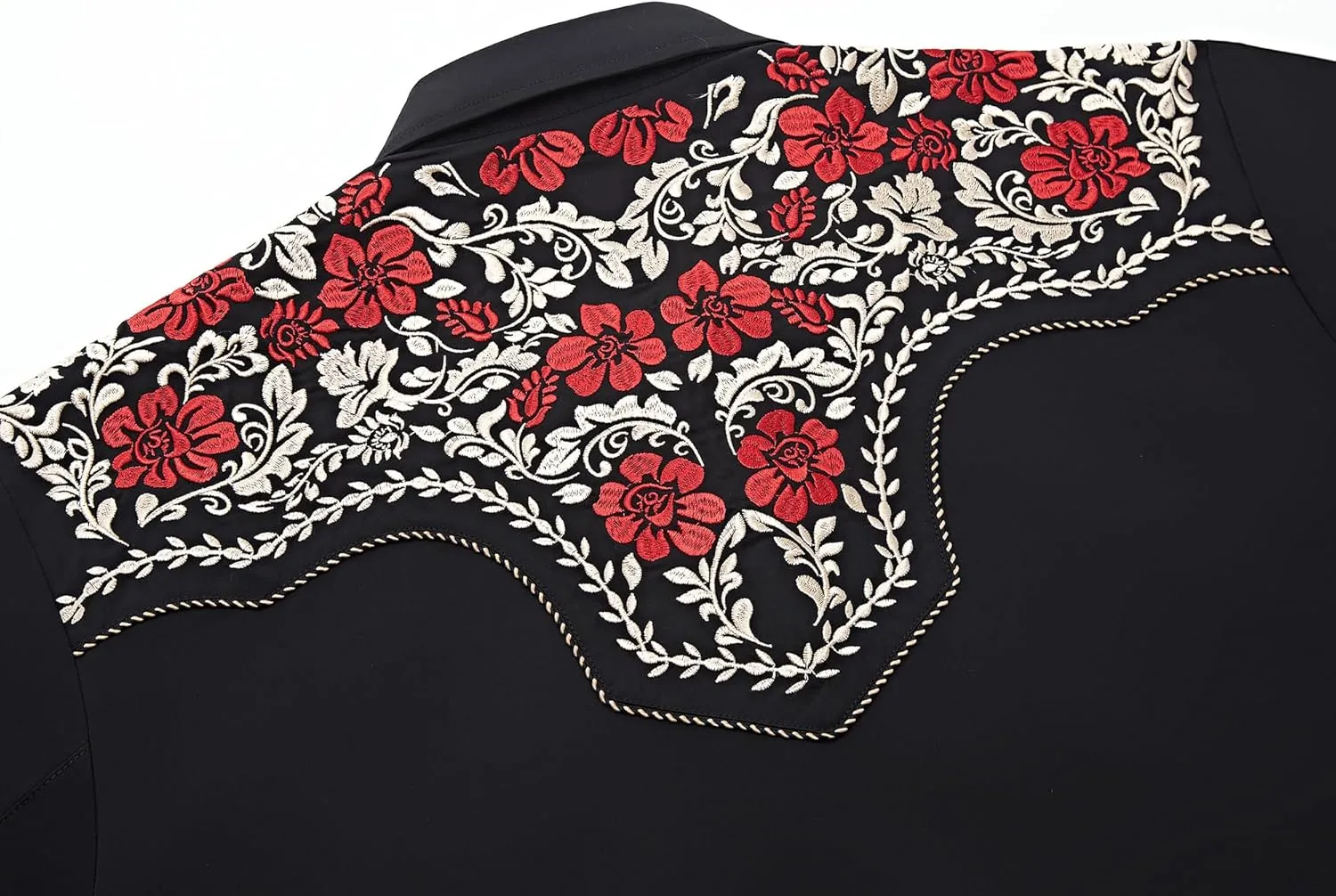 Embroidered Western Cowboy Shirts for Men Snap Button Long Sleeve Shirt with Western Cowboy Embroidery