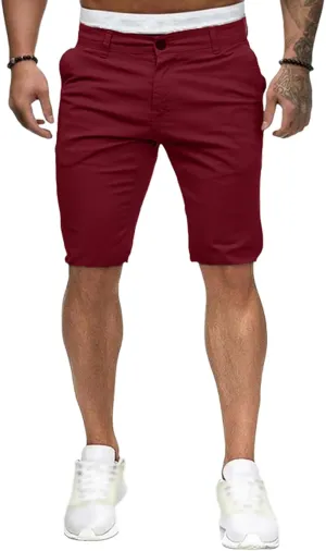 evzosrz Chino Shorts for Men Fashion Summer Button Stretch Golf Short Pants Solid Color Slim Fit Business Comfy Golf Shorts