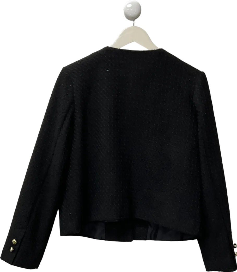 f&f Black Tweed Jacket With Gold Button Detailing UK 12