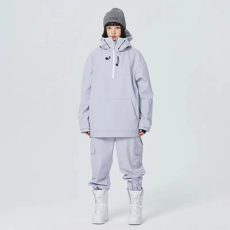 Female 2 Pieces Ski Suits Hoodie Jacket & Loose Fit Pants