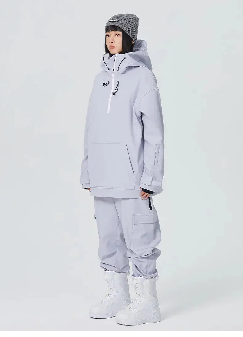 Female 2 Pieces Ski Suits Hoodie Jacket & Loose Fit Pants