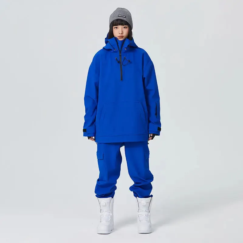 Female 2 Pieces Ski Suits Hoodie Jacket & Loose Fit Pants