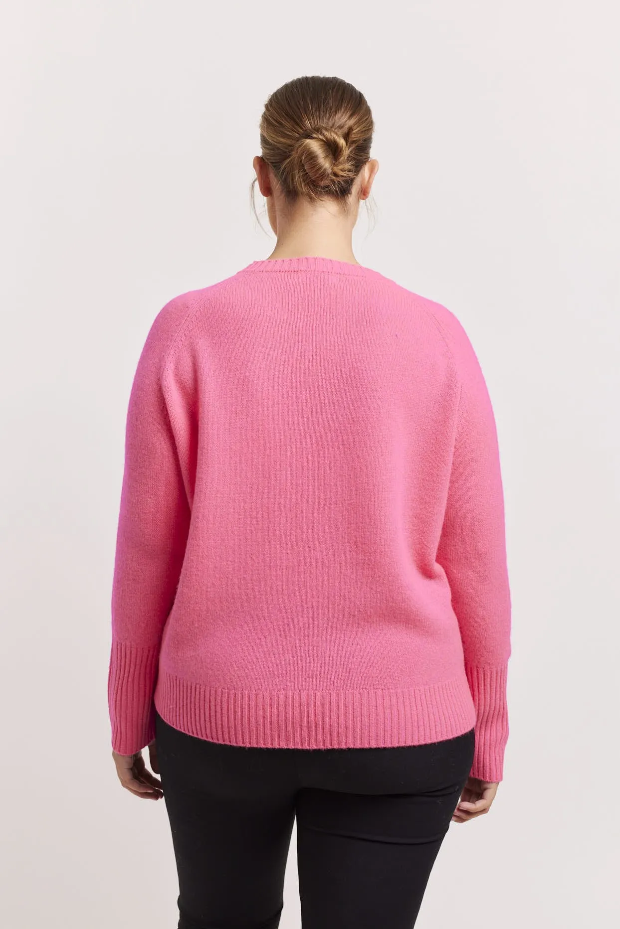 Fifi Crew Cashmere Sweater in Electric Pink