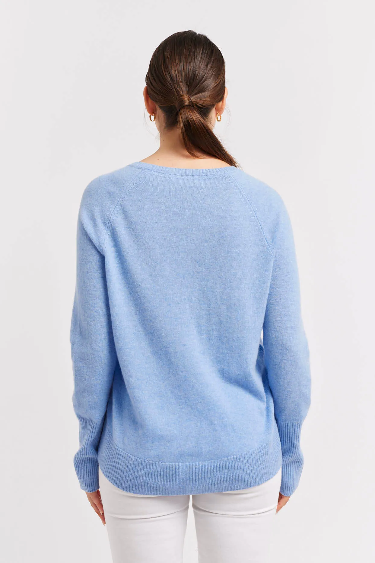 Fifi V Cashmere Sweater in Azure