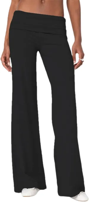 Flare Wide Leg Sweatpants Women Elastic Waist Stripe Ribbed Sweatpants Baggy Yoga Pants Lounge Pajama Flowy Pants