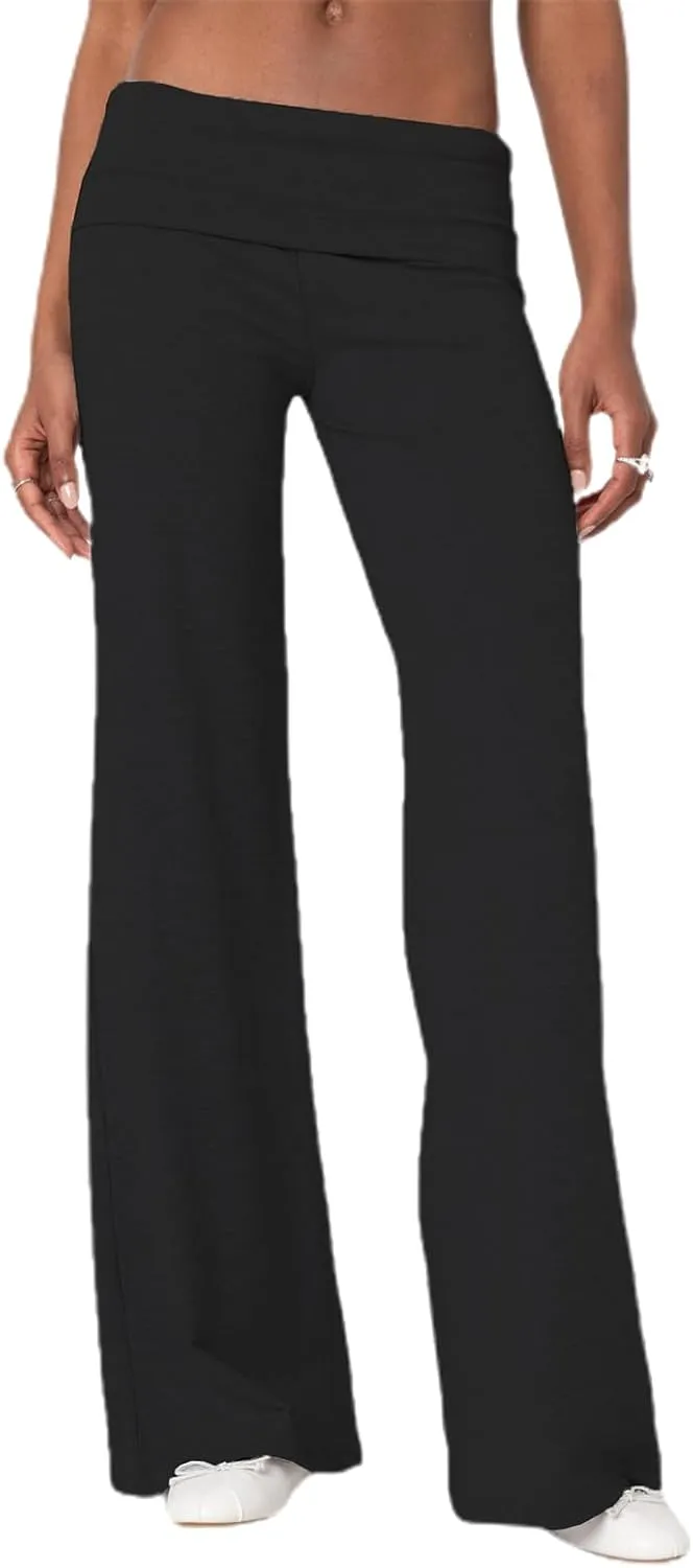 Flare Wide Leg Sweatpants Women Elastic Waist Stripe Ribbed Sweatpants Baggy Yoga Pants Lounge Pajama Flowy Pants