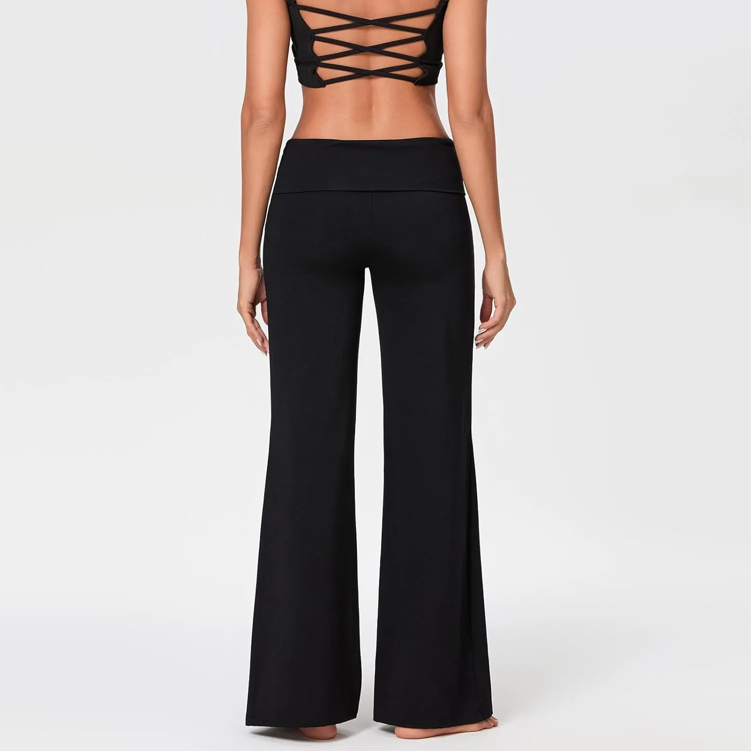 Flare Wide Leg Sweatpants Women Elastic Waist Stripe Ribbed Sweatpants Baggy Yoga Pants Lounge Pajama Flowy Pants