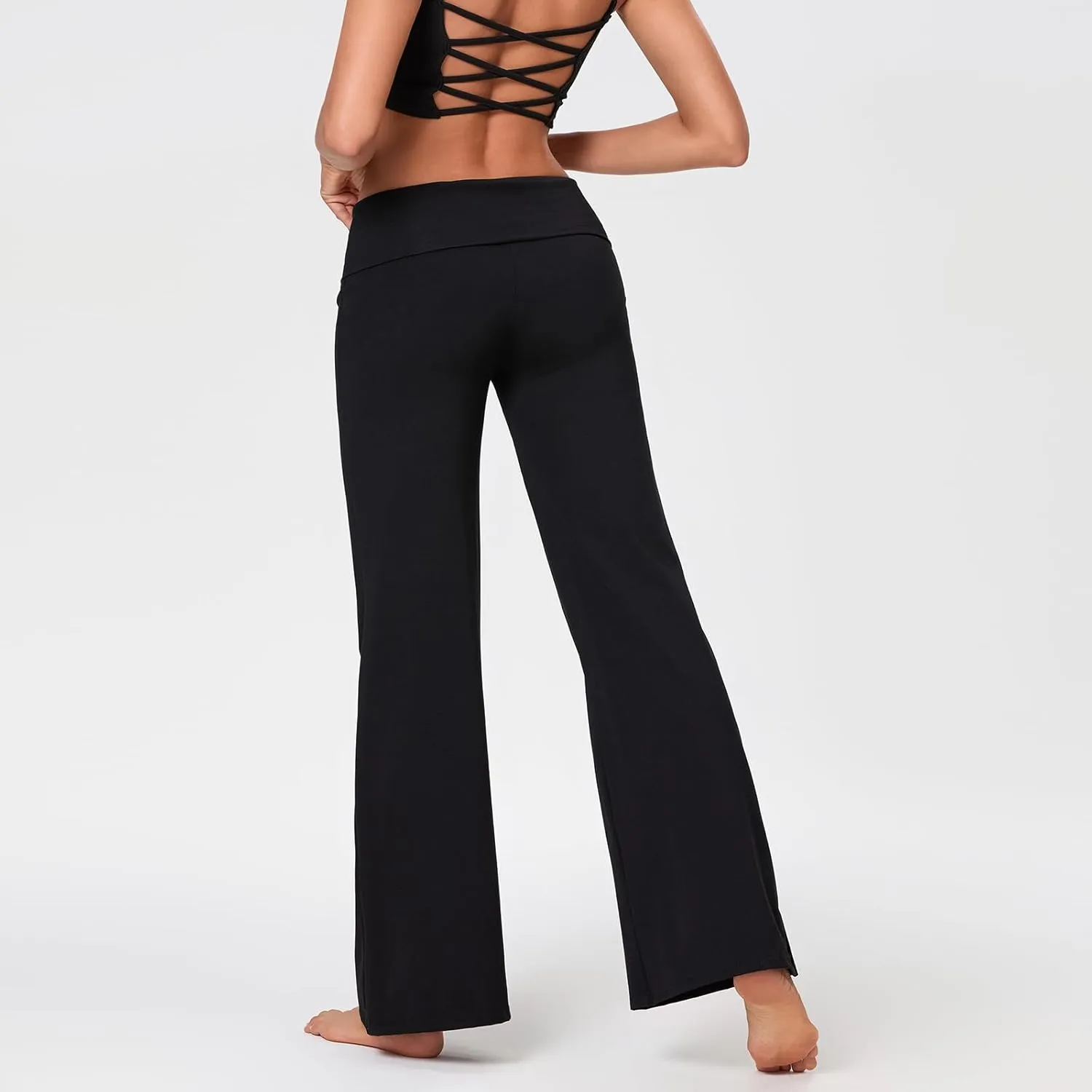 Flare Wide Leg Sweatpants Women Elastic Waist Stripe Ribbed Sweatpants Baggy Yoga Pants Lounge Pajama Flowy Pants