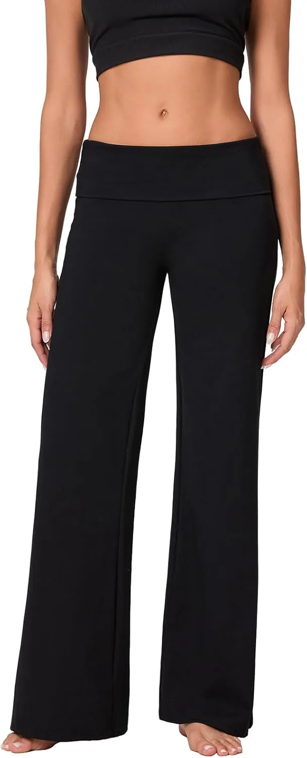Flare Wide Leg Sweatpants Women Elastic Waist Stripe Ribbed Sweatpants Baggy Yoga Pants Lounge Pajama Flowy Pants