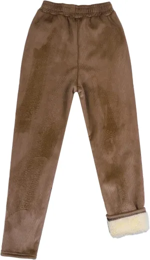 Fleece Lined Corduroy Pants for Women Winter Thermal Sweatpants Plush Sherpa High Waist Trousers Thick Jogger Pants