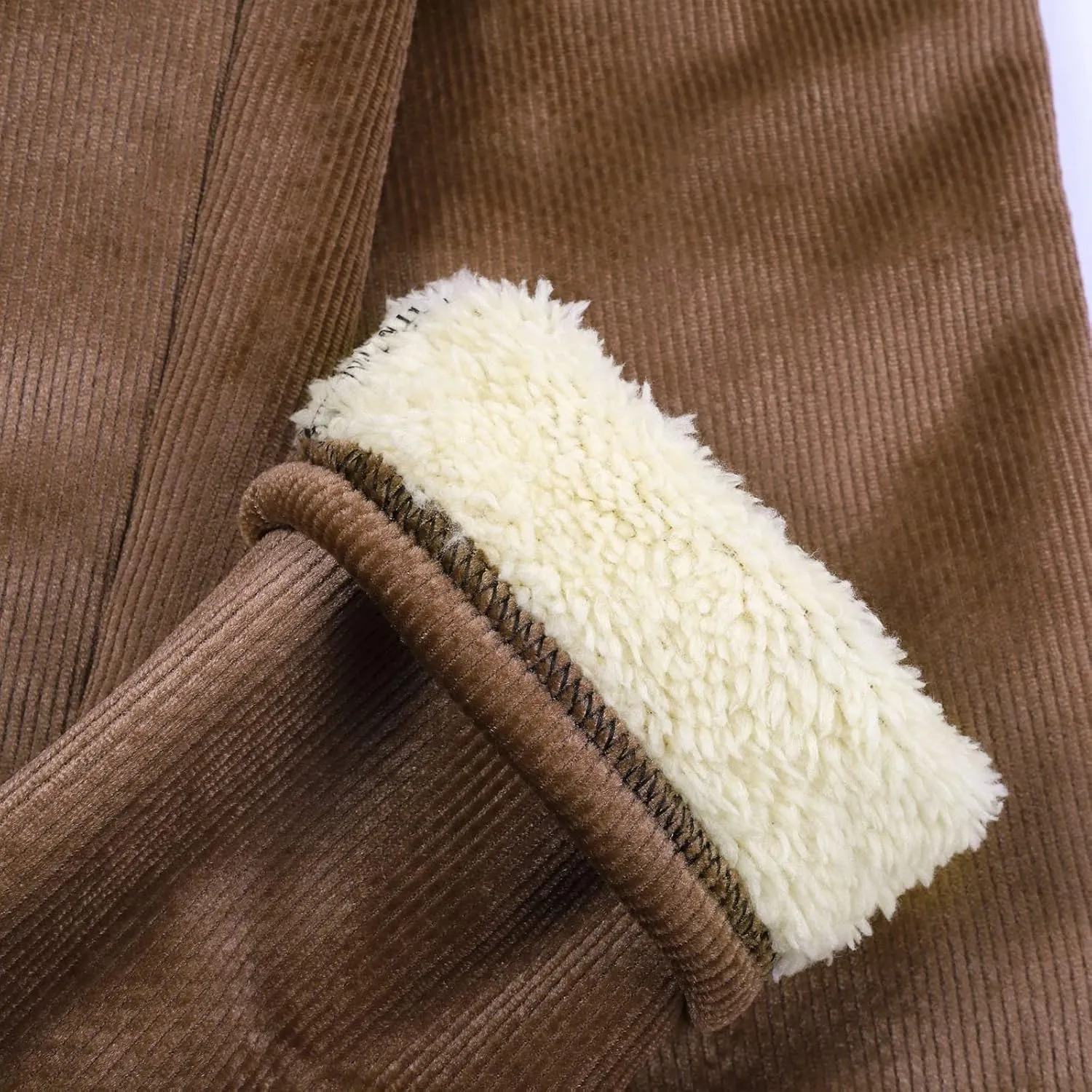 Fleece Lined Corduroy Pants for Women Winter Thermal Sweatpants Plush Sherpa High Waist Trousers Thick Jogger Pants
