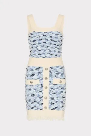 Fringed Textured Knit Mini Dress