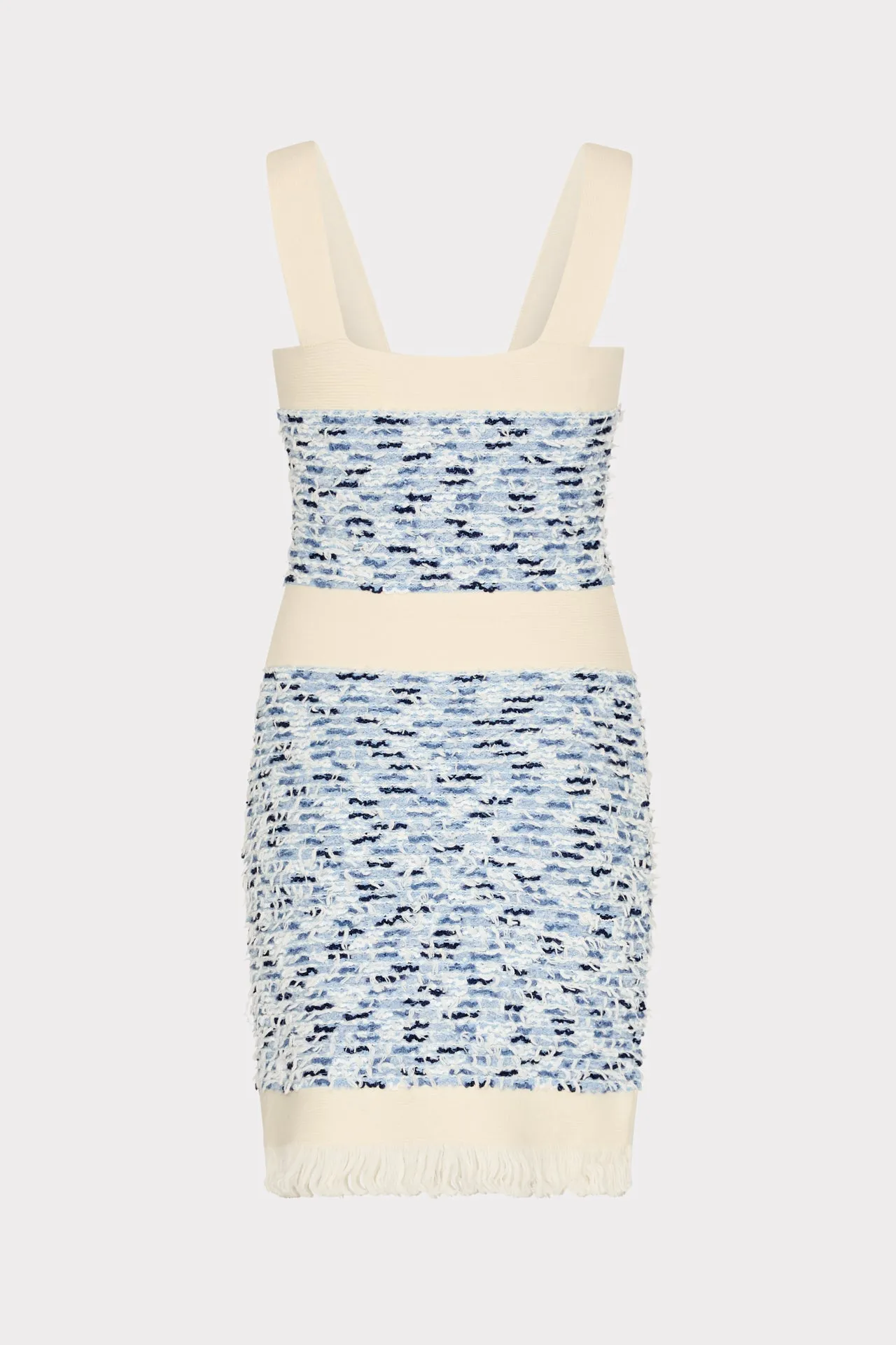 Fringed Textured Knit Mini Dress